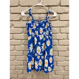 Zac Kids Girls Blue White Daisy Floral Ruffle Tiered Summer Dress XL